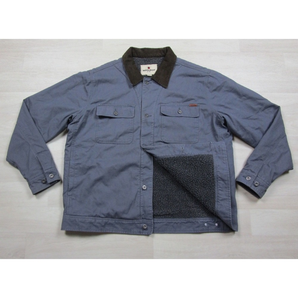 Woolrich Sherpa Lined Canvas Chore Coat Jacket (XXL) Corduroy Collar Workwear